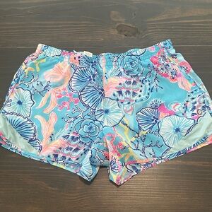 Lilly Pulitzer Blue and Pink Floral Athletic Shorts